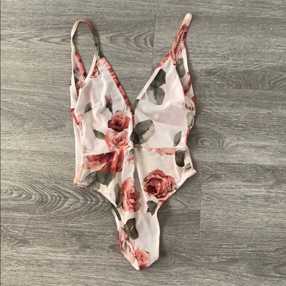Floral mesh bodysuit